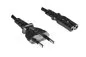 Preview: Netzkabel KOREA 2pin auf C7, H05VVH2-F, 0,75mm², KOR 2pin/IEC 60320-C7, KTL, schwarz, Länge 1,80m